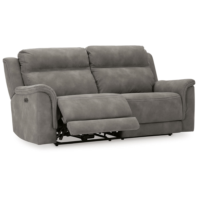 Bowery Hill Contemporary 2-Seat Faux Leather Reclining Sofa in Gray