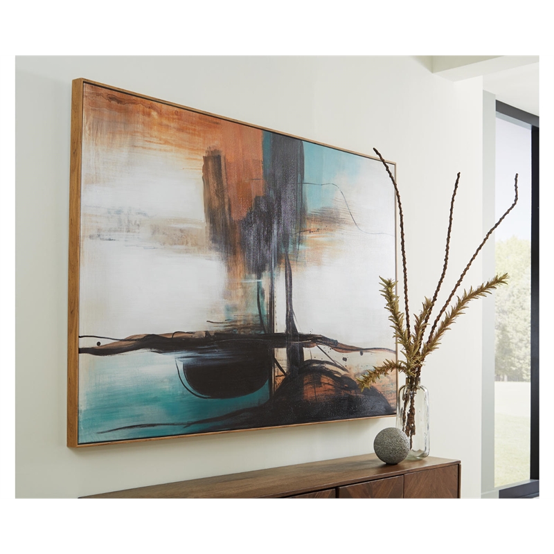 Bowery Hill Contemporary Canvas Fabric Wall Art in Orange and Green