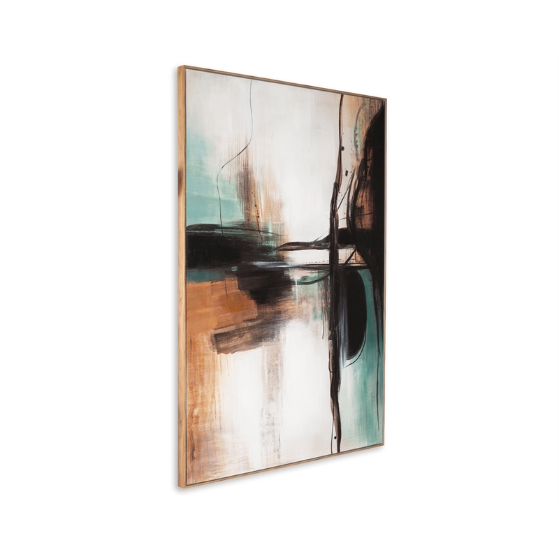 Bowery Hill Contemporary Canvas Fabric Wall Art in Orange and Green