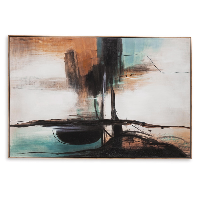 Bowery Hill Contemporary Canvas Fabric Wall Art in Orange and Green