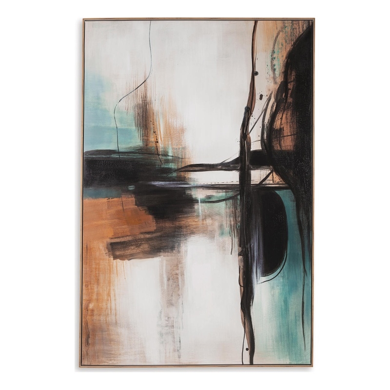 Bowery Hill Contemporary Canvas Fabric Wall Art in Orange and Green