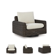 Bowery Hill Contemporary Polyester Brown Outdoor Swivel Lounge Chair