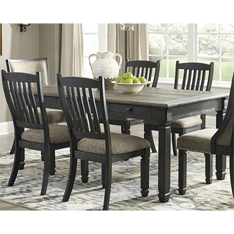 Bowery Hill Transitional Storage Wood Dining Table in Black and Gray