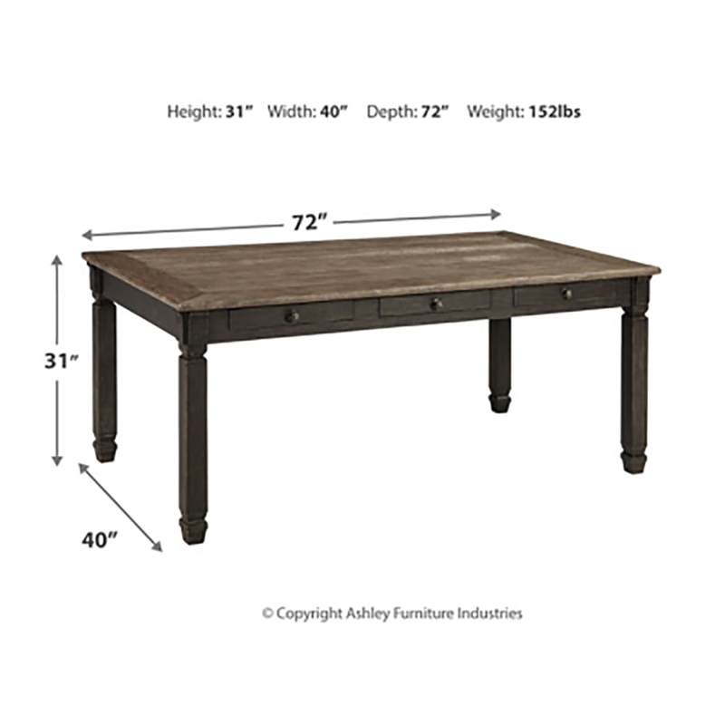 Bowery Hill Transitional Storage Wood Dining Table in Black and Gray