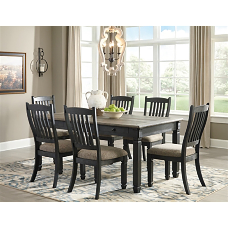 Bowery Hill Transitional Storage Wood Dining Table in Black and Gray