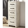 Bowery Hill Modern Engineered Wood Narrow 5 Drawer Chest in Whitewash