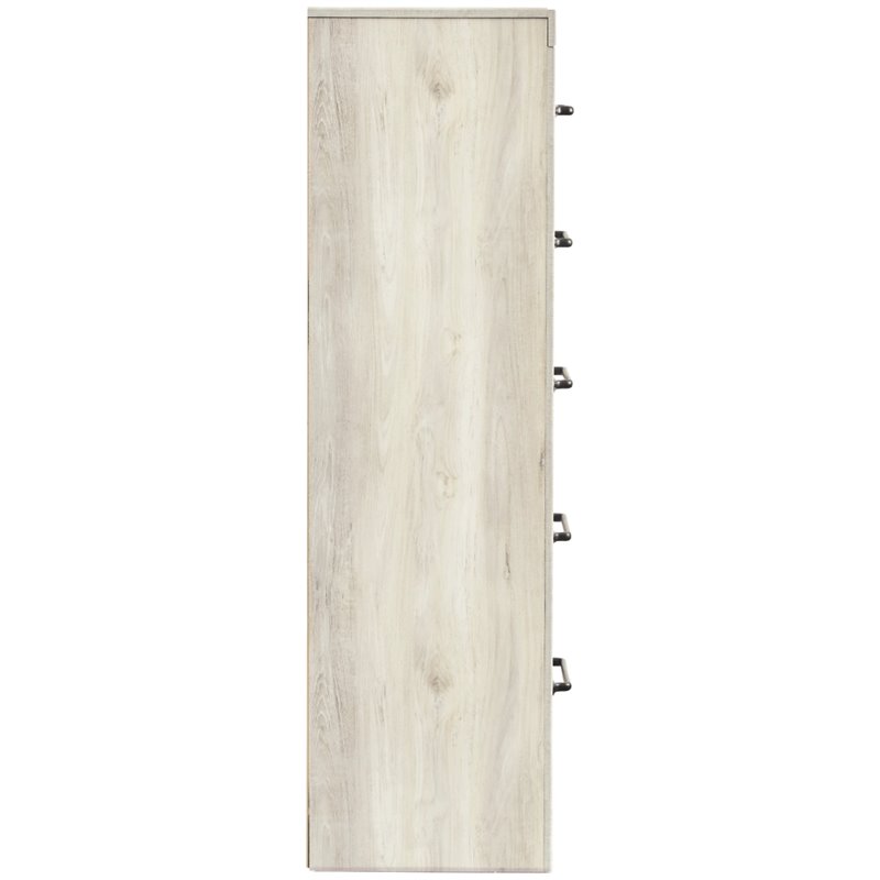 Bowery Hill Modern Engineered Wood Narrow 5 Drawer Chest in Whitewash