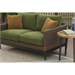 Bowery Hill Contemporary Brown & Green Wicker / Rattan Outdoor Loveseat
