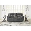 Bowery Hill Contemporary Polyester Gray Reclining Loveseat with Console