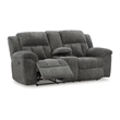 Bowery Hill Contemporary Polyester Gray Reclining Loveseat with Console