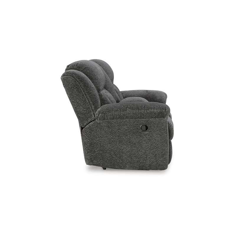 Bowery Hill Contemporary Polyester Gray Reclining Loveseat with Console