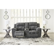 Bowery Hill Contemporary Polyester Gray Reclining Loveseat with Console