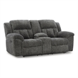 Bowery Hill Contemporary Polyester Gray Reclining Loveseat with Console