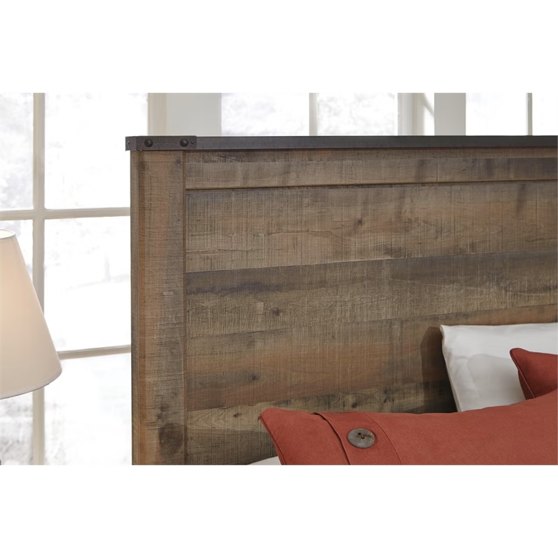 Bowery Hill Farmhouse Wood Full Panel Bed with Underbed Storage in Brown