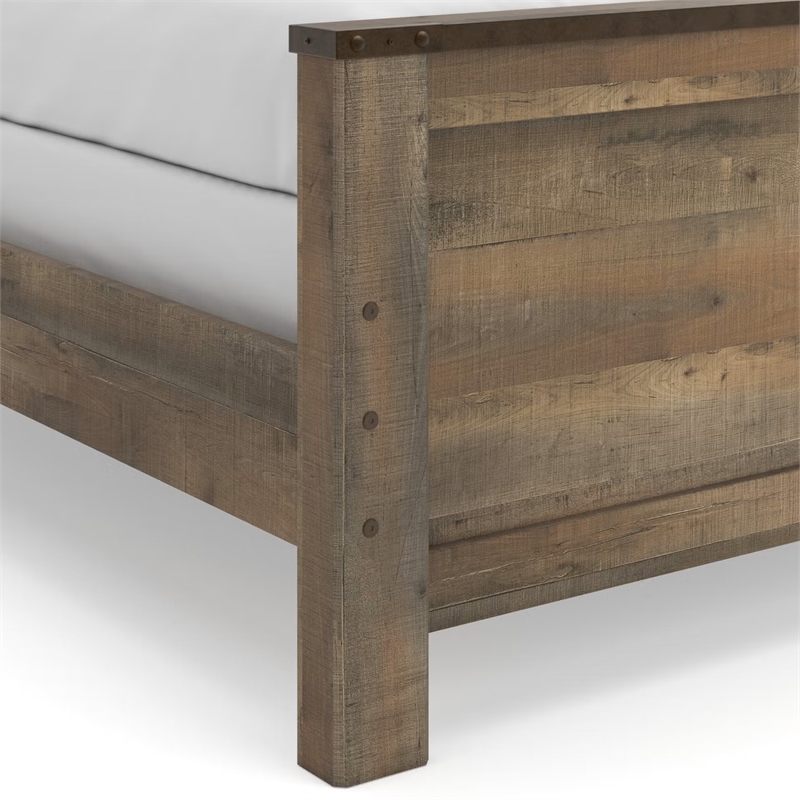 Bowery Hill Farmhouse Wood Full Panel Bed with Underbed Storage in Brown