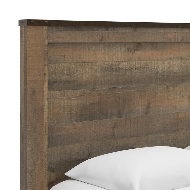Bowery Hill Farmhouse Wood Full Panel Bed with Underbed Storage in Brown