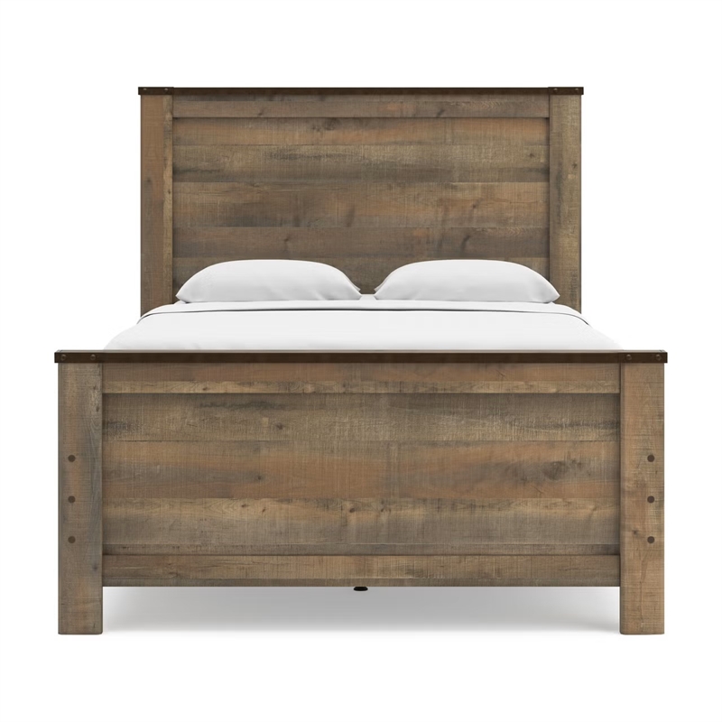 Bowery Hill Farmhouse Wood Full Panel Bed with Underbed Storage in Brown