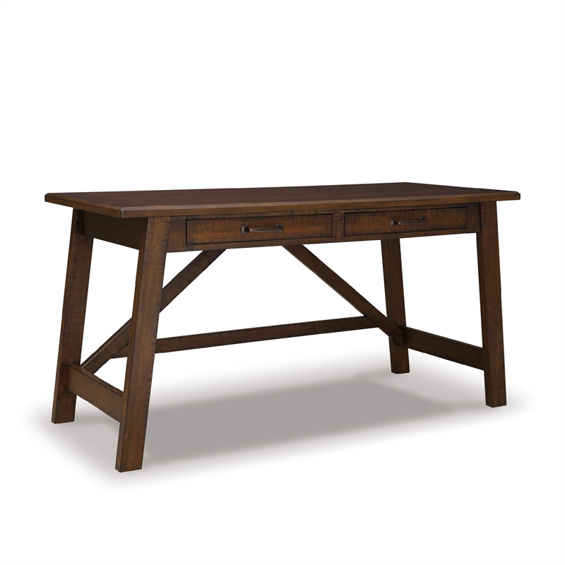 Bowery Hill Contemporary Engineered Wood Home Office Desk in Rustic Brown