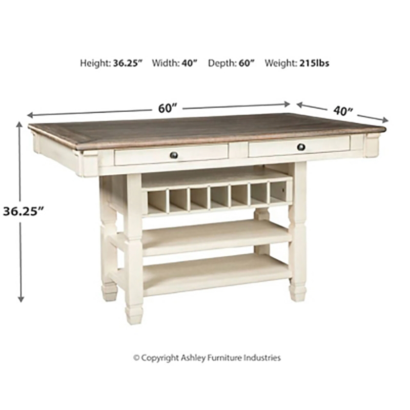 Bowery Hill Contemporary Engineered Wood Counter Height Dining Table in Two-Tone