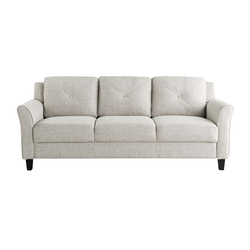 Bowery Hill Set of 2 Stationary Sofa and Loveseat in Beige Fabric Upholstery