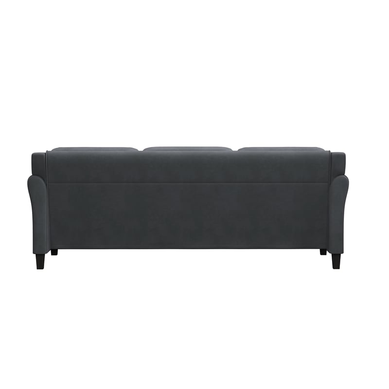 Bowery Hill Set of 2 Dark Gray Microfiber Upholstered Stationary Sofa & Loveseat