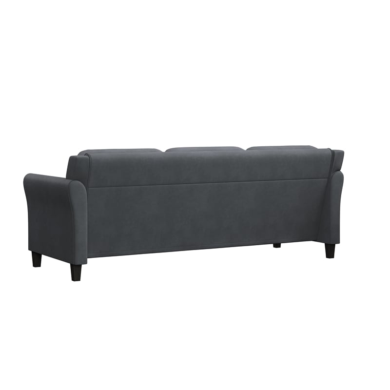 Bowery Hill Set of 2 Dark Gray Microfiber Upholstered Stationary Sofa & Loveseat