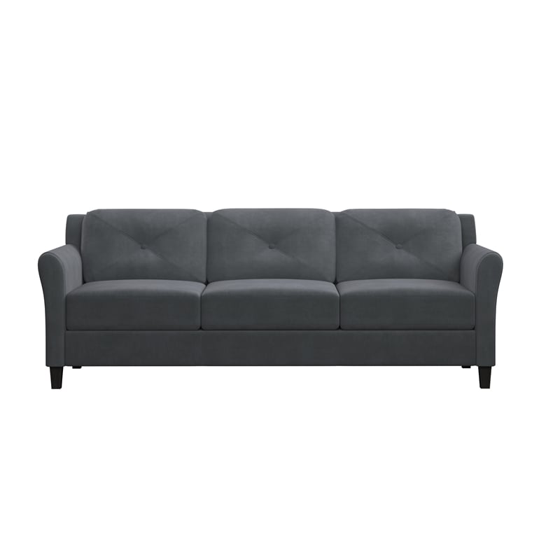 Bowery Hill Set of 2 Dark Gray Microfiber Upholstered Stationary Sofa & Loveseat