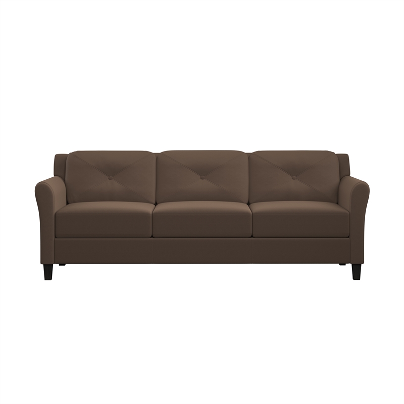Bowery Hill Set of 2 Brown Microfiber Upholstered Stationary Sofa & Loveseat