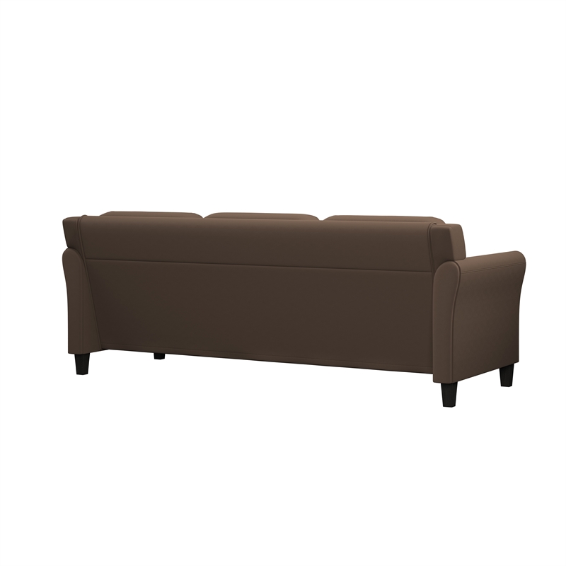 Bowery Hill Set of 2 Brown Microfiber Upholstered Stationary Sofa & Loveseat
