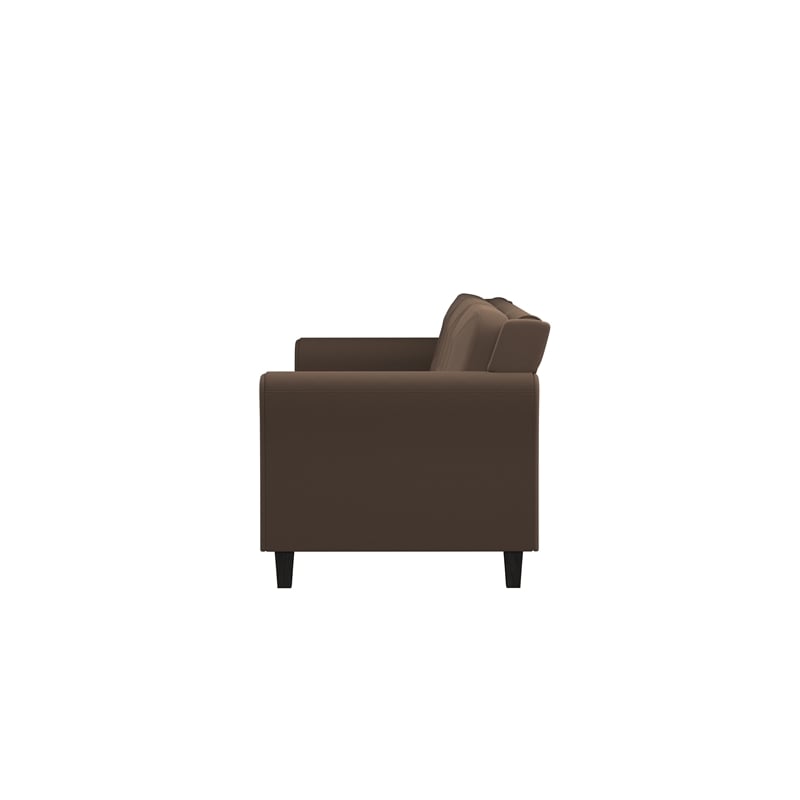 Bowery Hill Set of 2 Brown Microfiber Upholstered Stationary Sofa & Loveseat