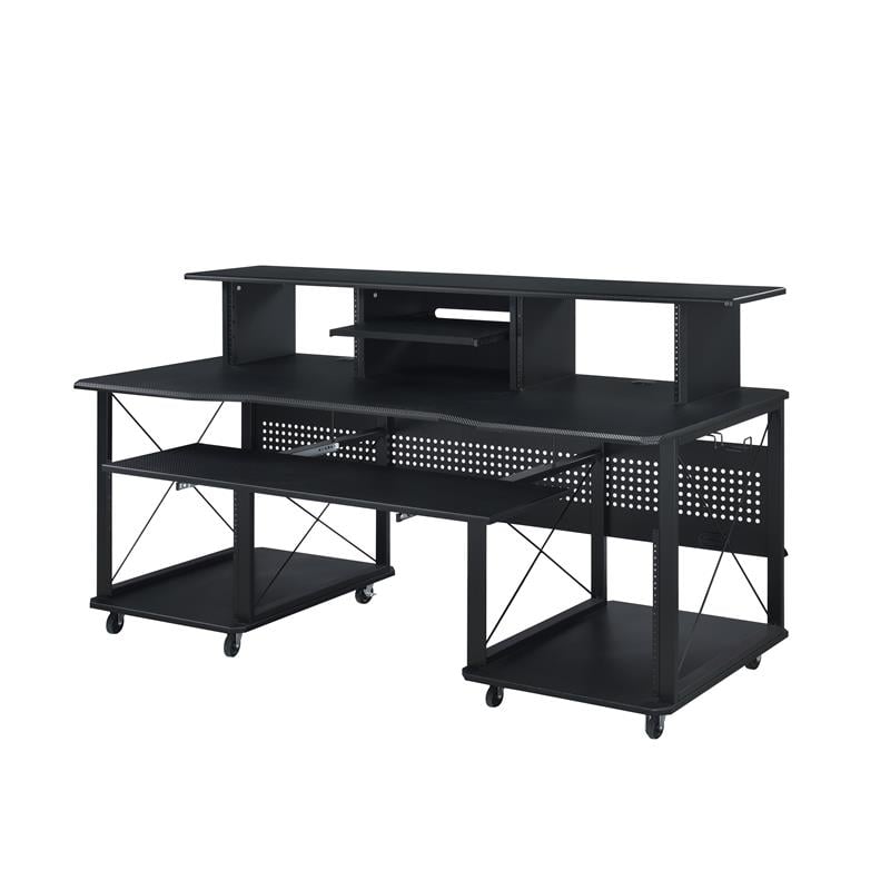 Bowery Hill Music Desk with Shelves And Compartments in Black Finish