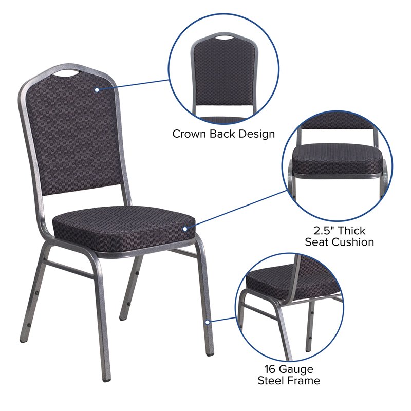 Bowery Hill Contemporary Stacking Banquet Stacking Chair in Black