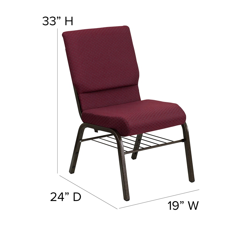 Bowery Hill Contemporary Church Stacking Guest Chair in Burgundy