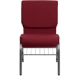Bowery Hill Contemporary Church Guest Chair with Rack in Burgundy