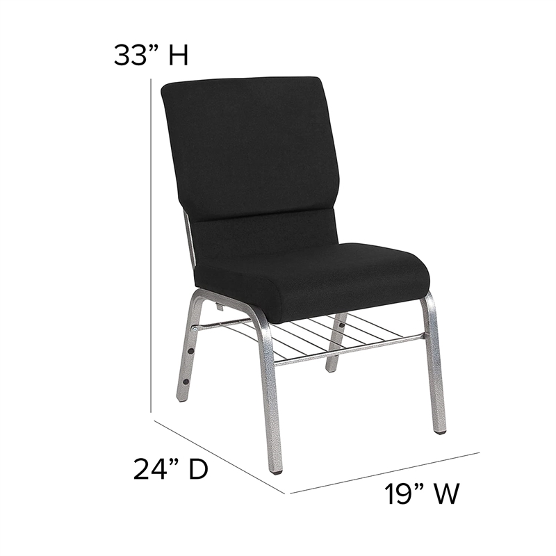Bowery Hill Contemporary Church Stacking Guest Chair in Black