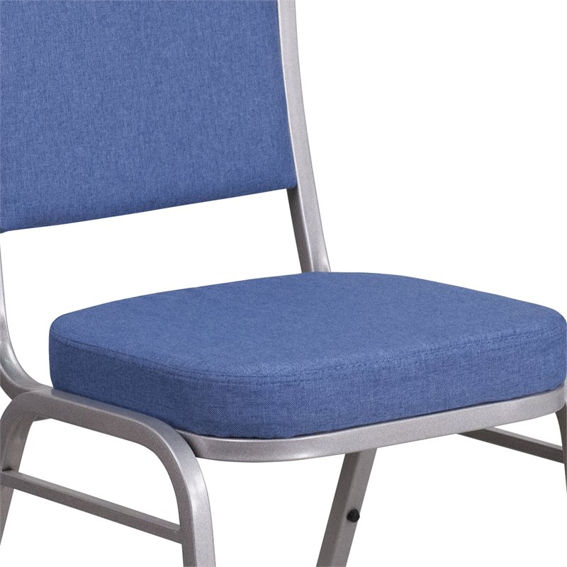 Bowery Hill Modern Fabric Banquet Stack Chair in Silver and Blue