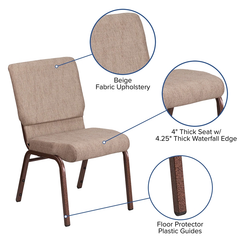 Bowery Hill Modern Fabric Church Chair in Gray and Silvervein