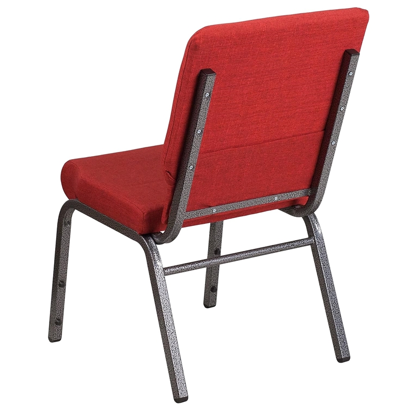 Bowery Hill Modern Fabric Church Chair in Red and Silvervein