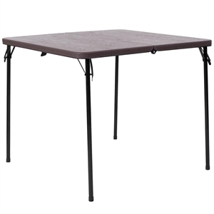 Bowery Hill Modern 34&quot Square Plastic Bi-Fold Table in Brown