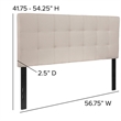 Bowery Hill Contemporary Tufted Full Panel Headboard in Beige