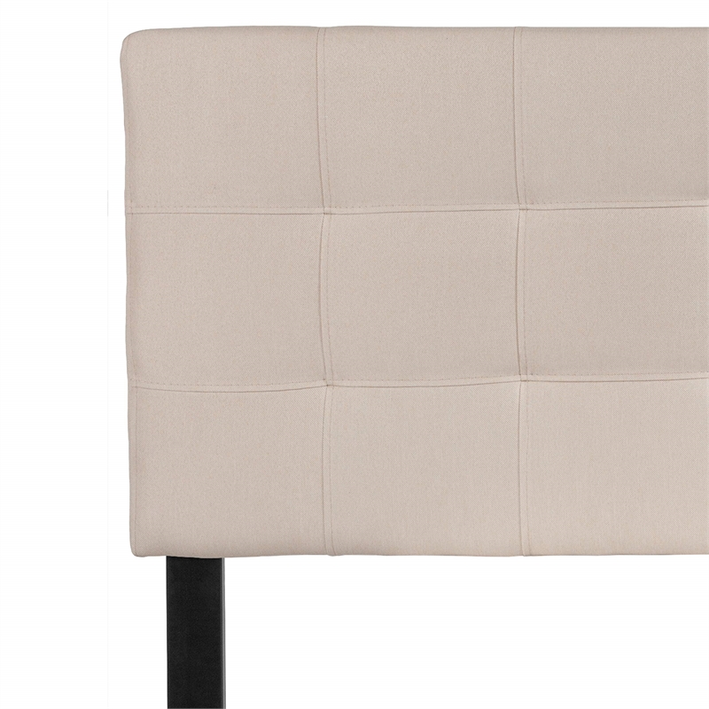 Bowery Hill Contemporary Tufted Full Panel Headboard in Beige