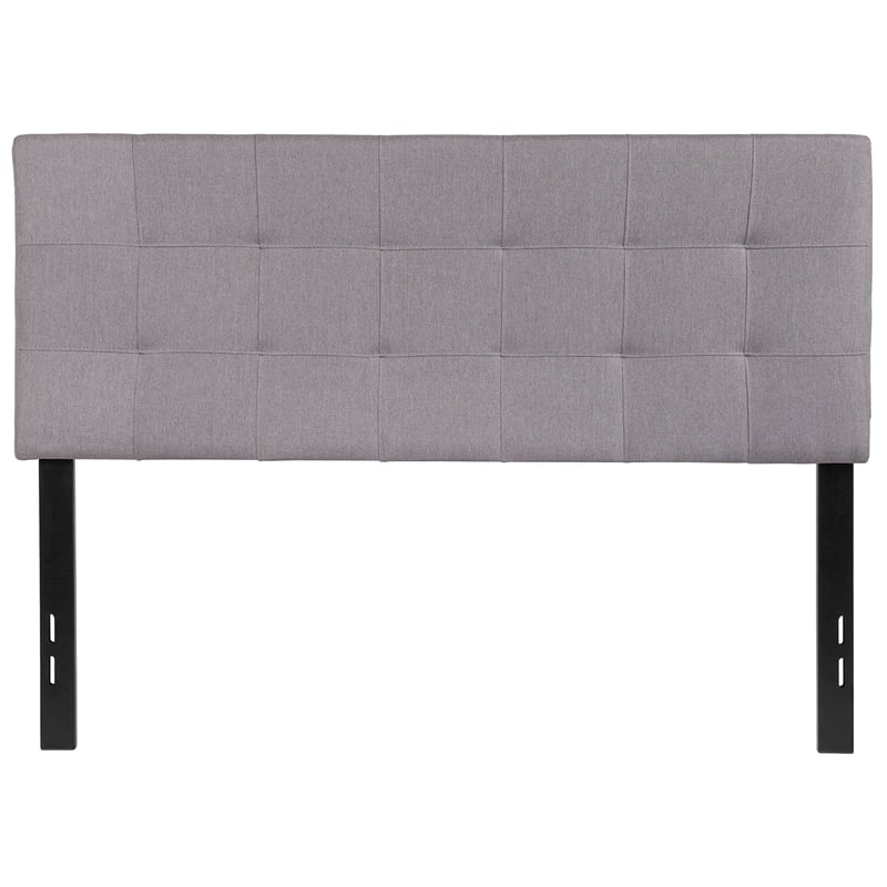 Bowery Hill Modern Tufted Full Panel Headboard in Light Gray