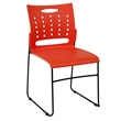 Bowery Hill Plastic Vent Back Sled Base Stacking Chair in Orange