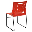 Bowery Hill Plastic Vent Back Sled Base Stacking Chair in Orange