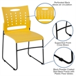 Bowery Hill Plastic Vent Back Sled Base Stacking Chair in Yellow