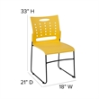 Bowery Hill Plastic Vent Back Sled Base Stacking Chair in Yellow