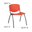 Bowery Hill Plastic Perforated Back Stacking Chair in Orange