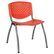 Bowery Hill Plastic Perforated Back Stacking Chair in Orange
