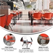 Bowery Hill Plastic Perforated Back Stacking Chair in Orange