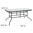 Bowery Hill Glass Clear Patio Table Rectangular Indoor Outdoor 55